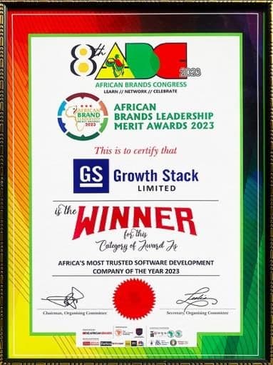 African Brands Leadership Merit Award certificate